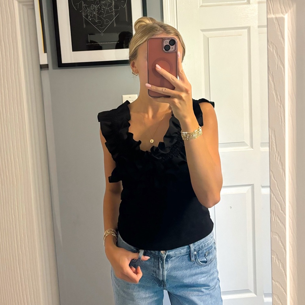 Y2K Black Ruffle Tank